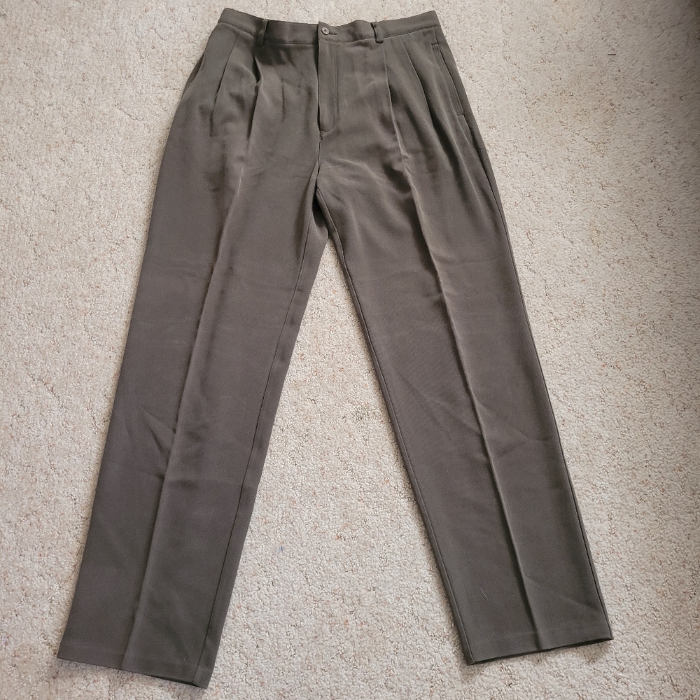 Tommy Bahama Olive Green Pleated Silk Dress Pants